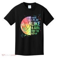 I Know I Play Like A Girl Try To Keep Up Volleyball Tshirt Kids T-Shirt thumb 0