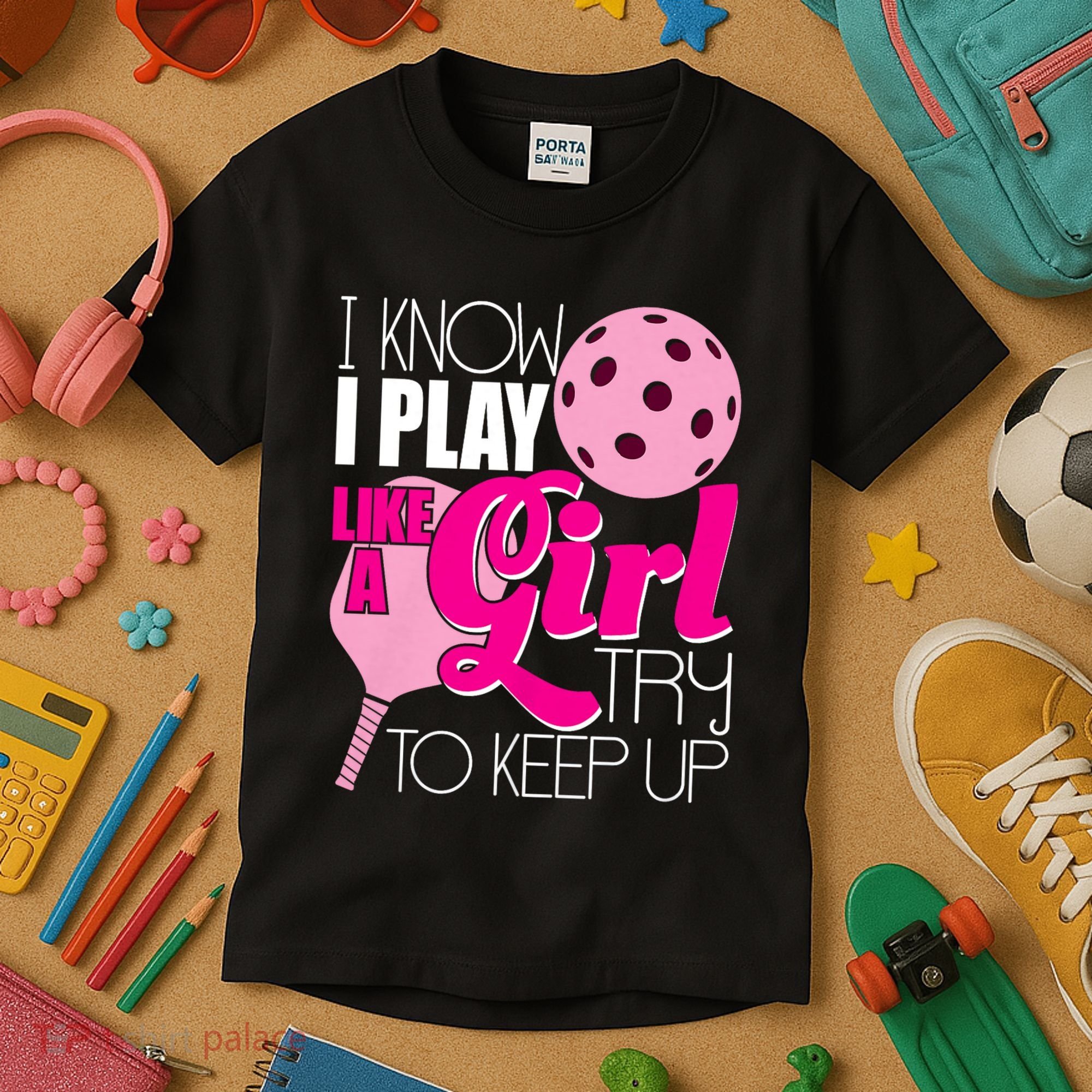 I Know I Play Like A Girl Try To Keep Up Paddleball Player Kids T-Shirt