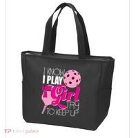I Know I Play Like A Girl Try To Keep Up Paddleball Player Tote Bag thumb 3