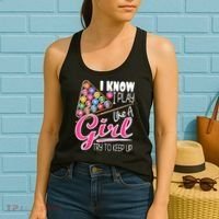 I Know I Play Like A Girl Funny 8Ball Pool Billiard Player Women's Tank Top thumb 2