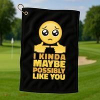 I Kind Maybe Possibly Like You Emoji Golf Towel thumb 1