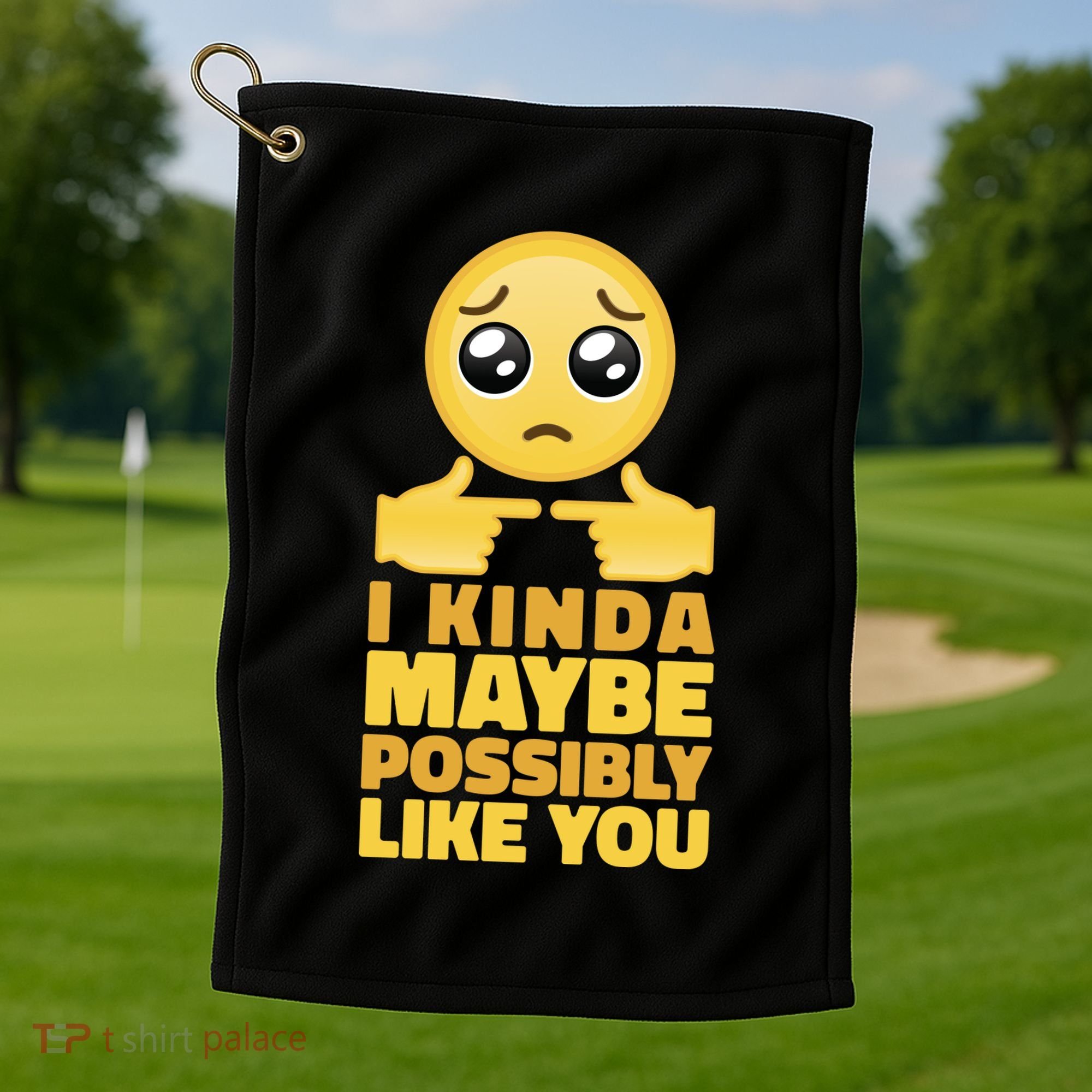 I Kind Maybe Possibly Like You Emoji Golf Towel