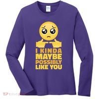 I Kind Maybe Possibly Like You Emoji Women's Long Sleeve Shirt thumb 0