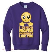 I Kind Maybe Possibly Like You Emoji Kids Sweatshirt thumb 0