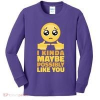 I Kind Maybe Possibly Like You Emoji Kids Long Sleeve Shirt thumb 0
