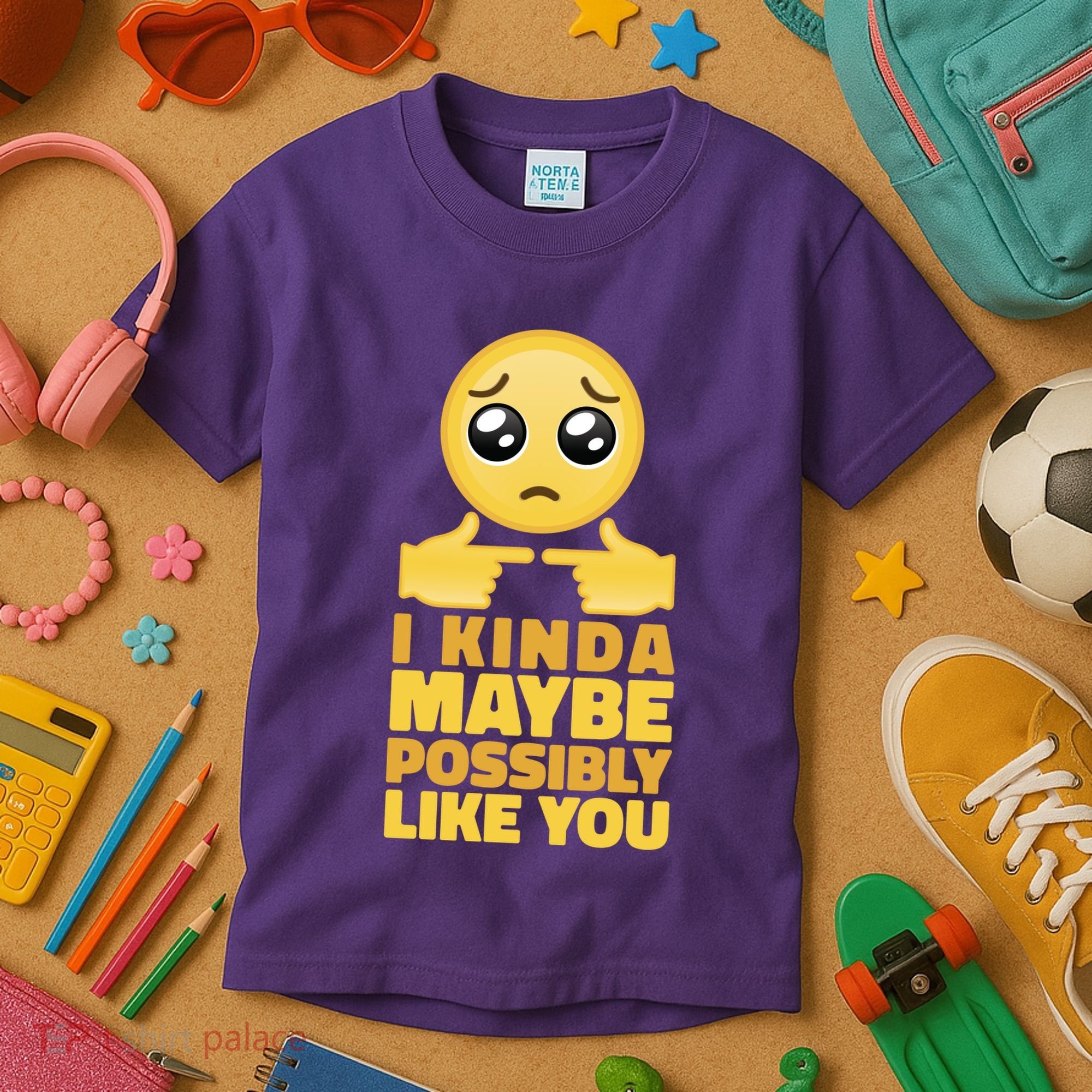 I Kind Maybe Possibly Like You Emoji Kids T-Shirt