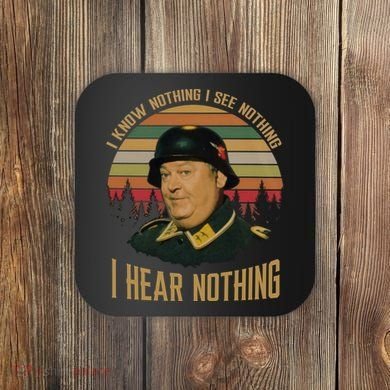 I Know Nothing I See Nothing I Hear Nothing Vintage Retro Coaster