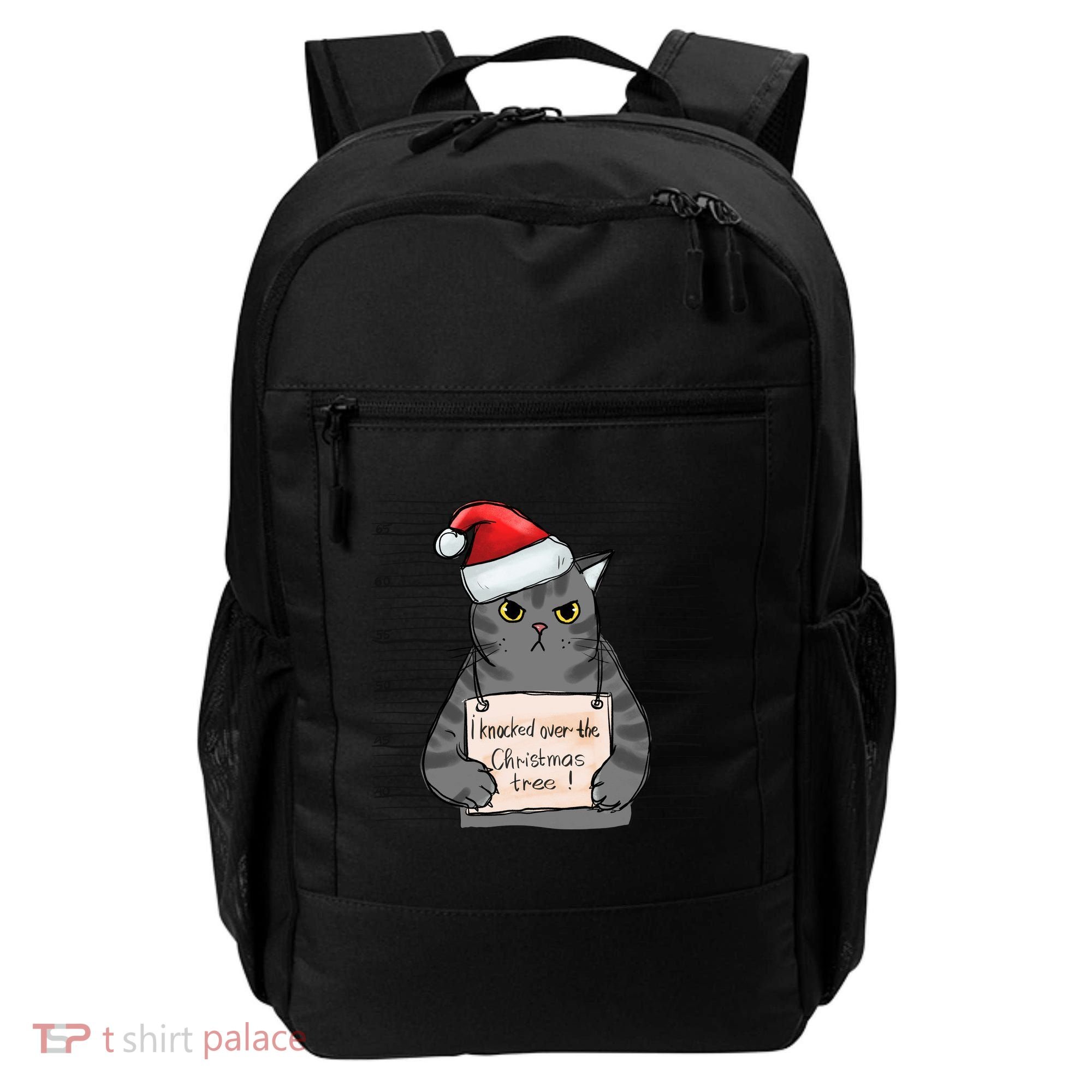 I Knocked Over The Christmas Tree Funny Cat Christmas Gift Backpack