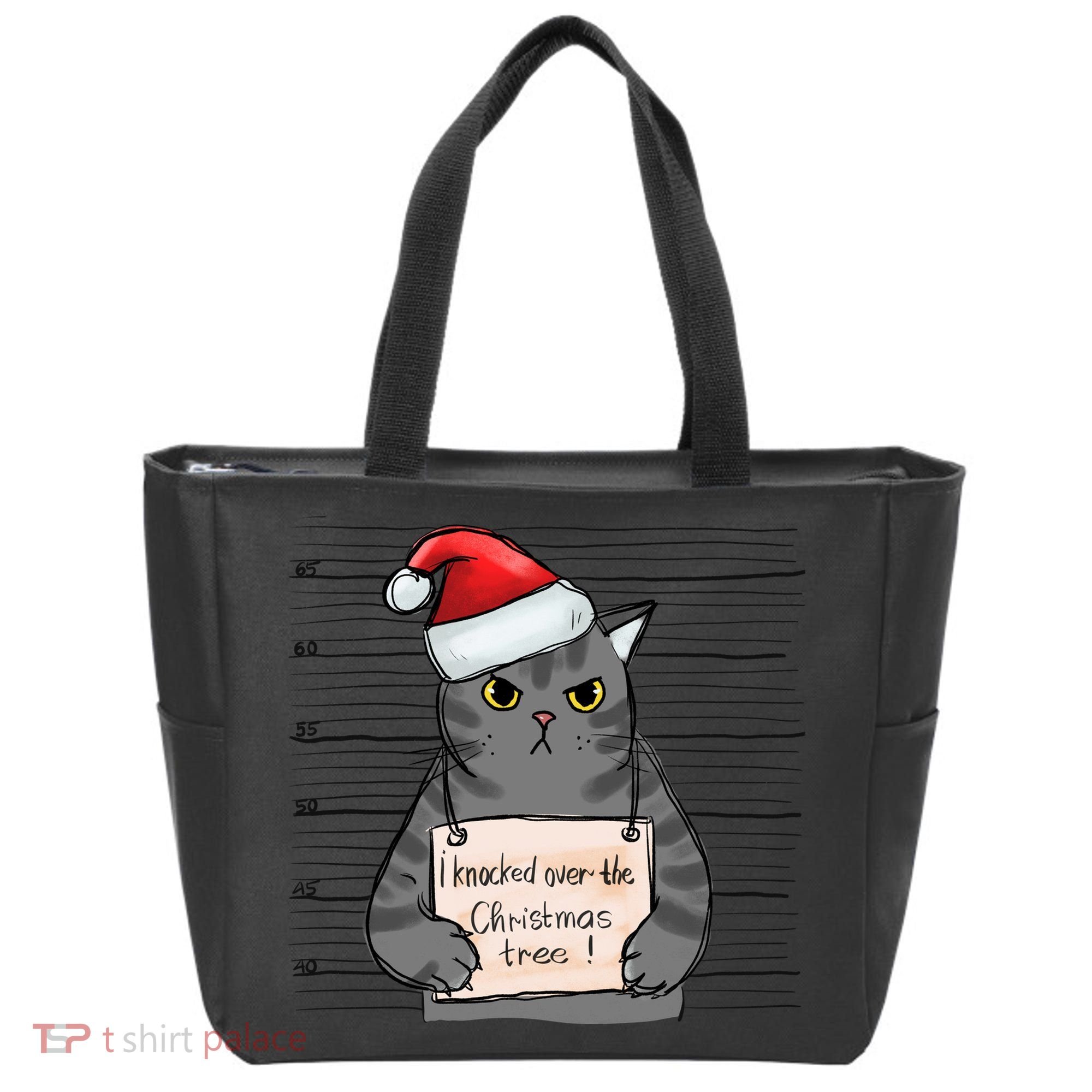 I Knocked Over The Christmas Tree Funny Cat Christmas Gift Tote Bag