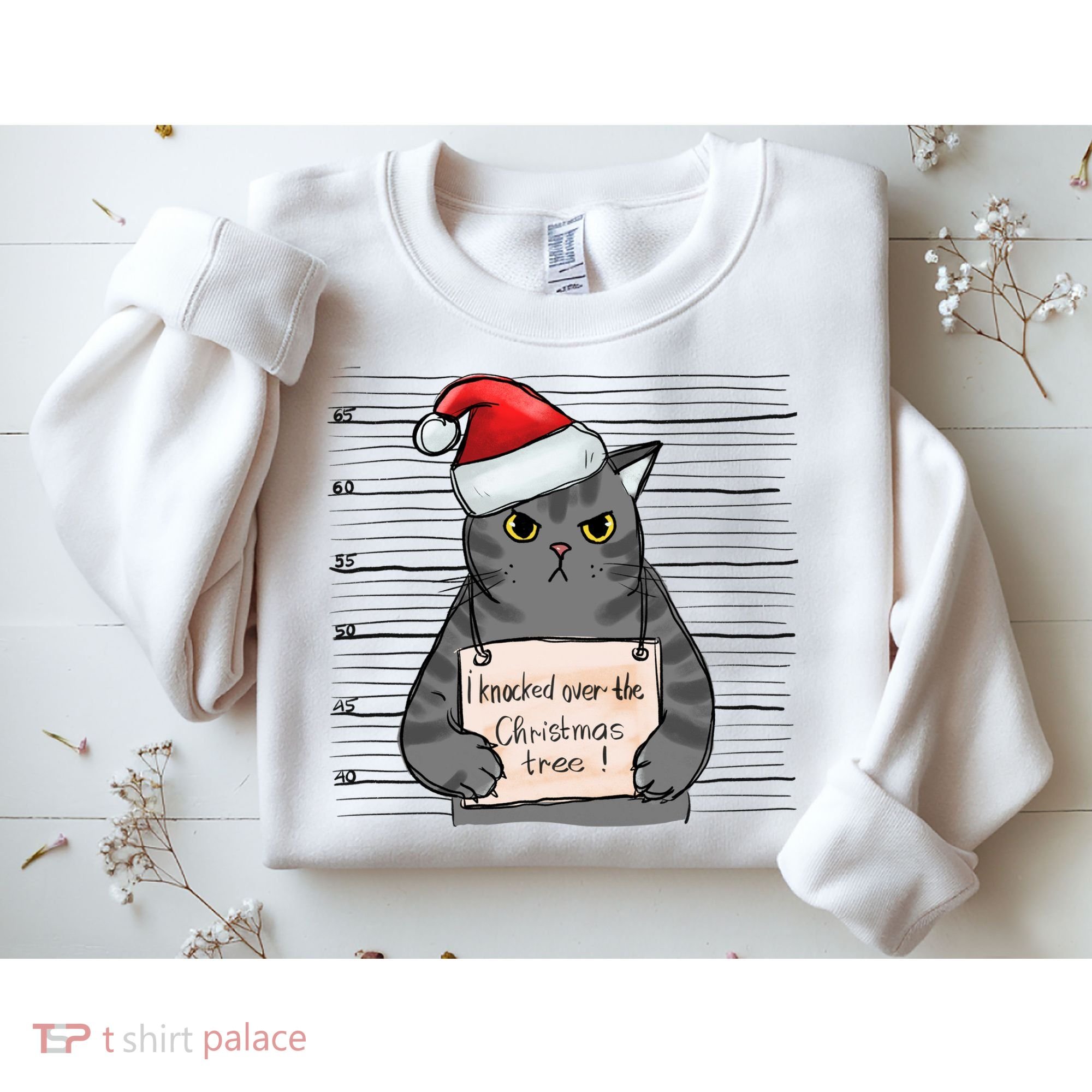 I Knocked Over The Christmas Tree Funny Cat Christmas Gift Sweatshirt