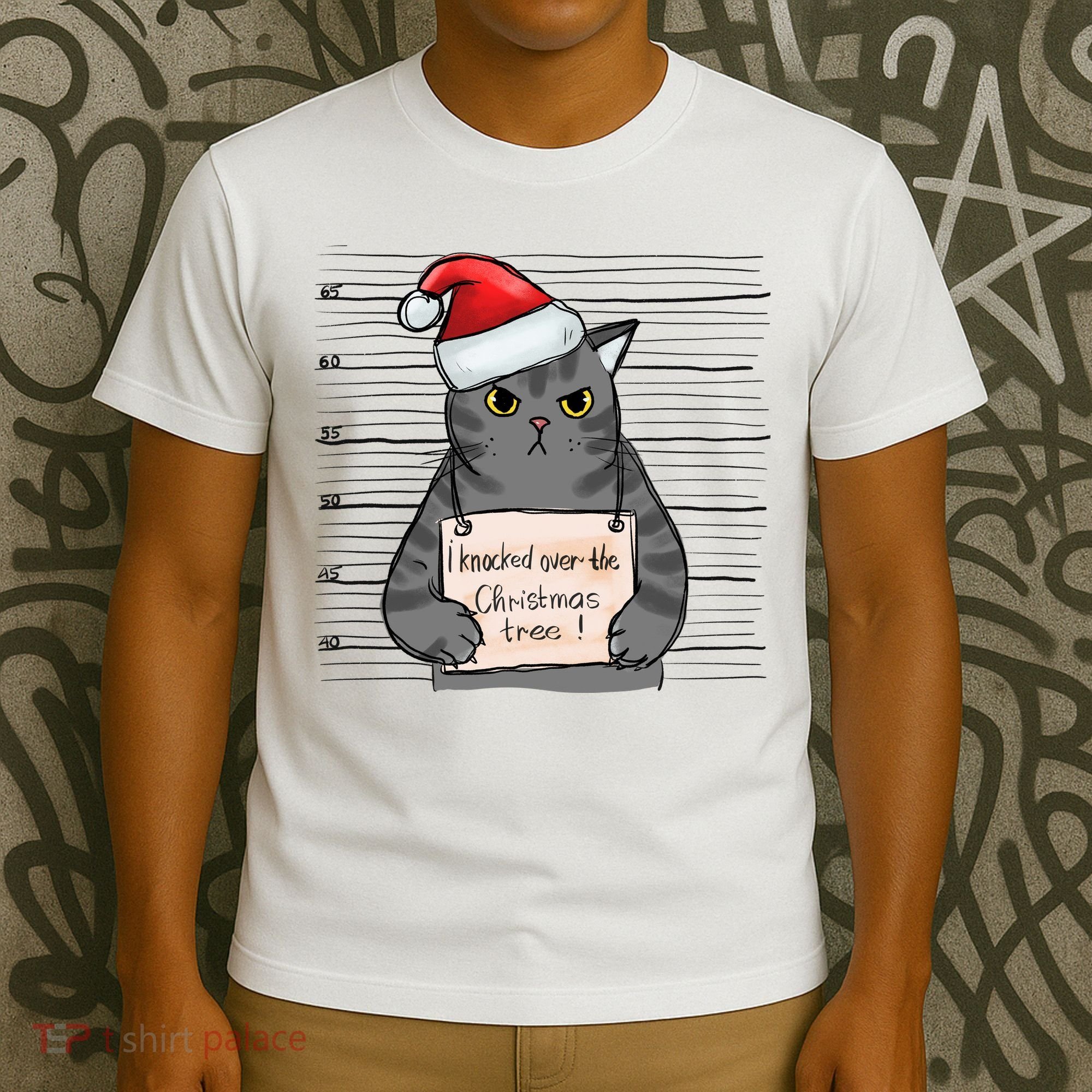I Knocked Over The Christmas Tree Funny Cat Christmas Gift T-Shirt