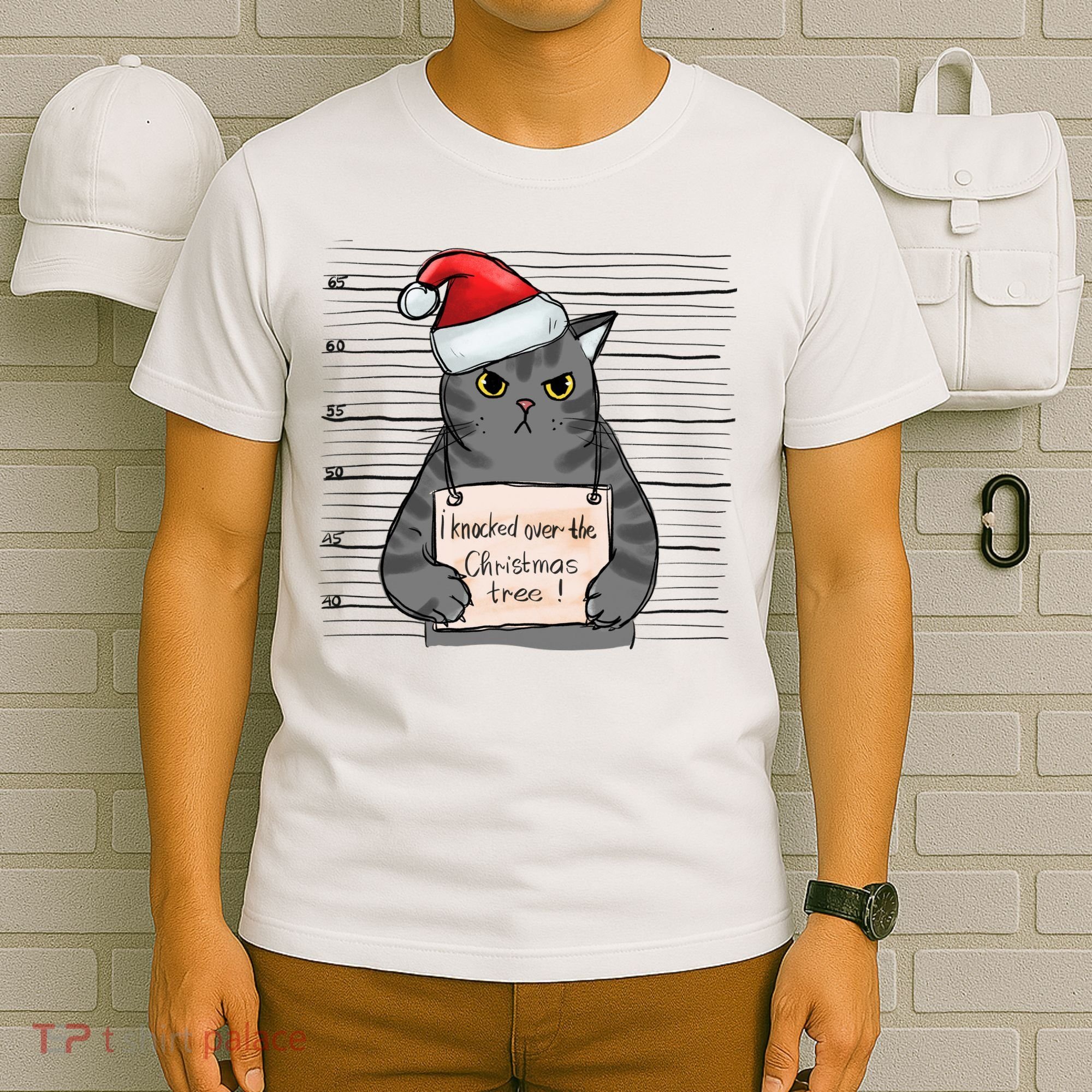 I Knocked Over The Christmas Tree Funny Cat Christmas Gift T-Shirt