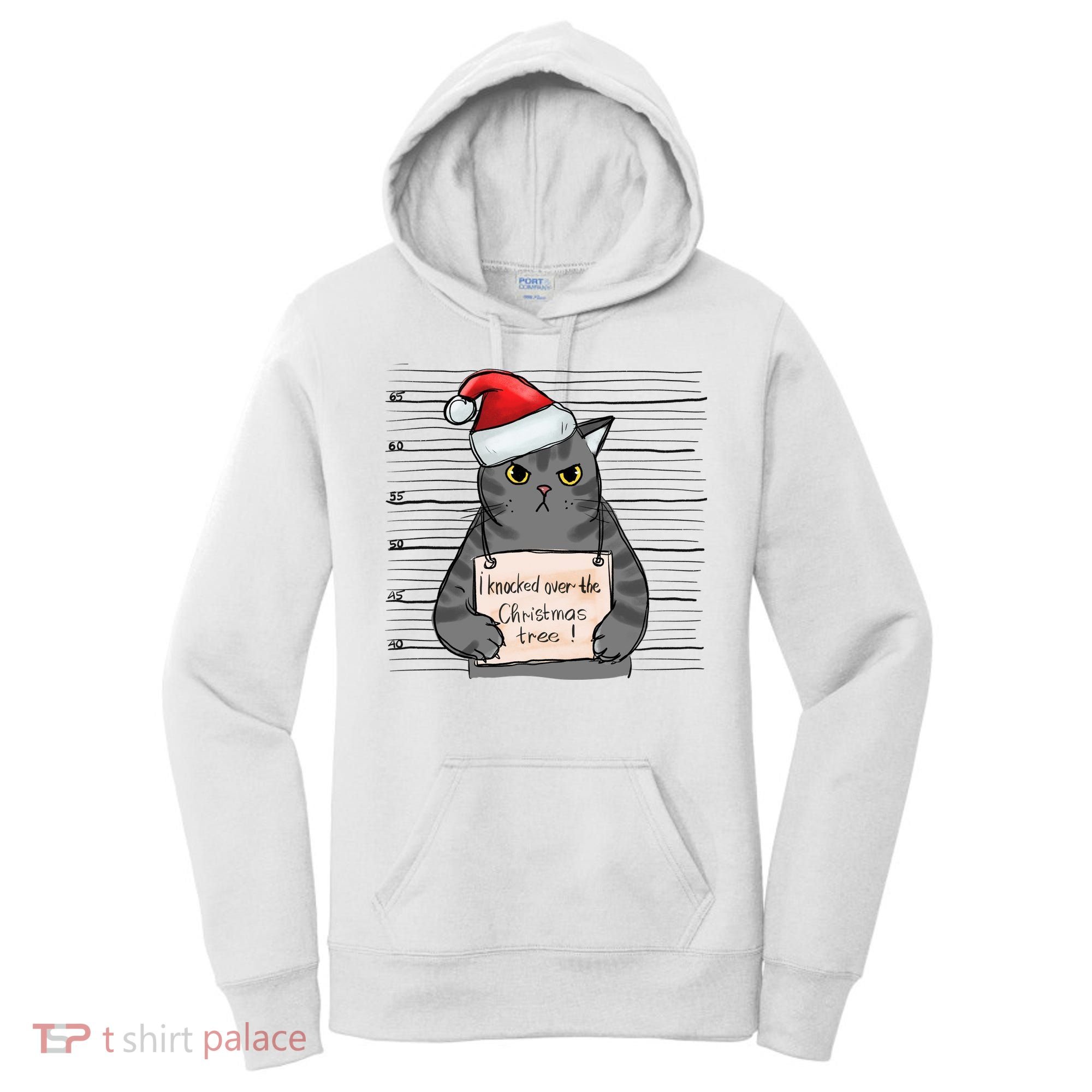 I Knocked Over The Christmas Tree Funny Cat Christmas Gift Women's Hoodie