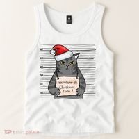 I Knocked Over The Christmas Tree Funny Cat Christmas Gift Tank Top thumb 2