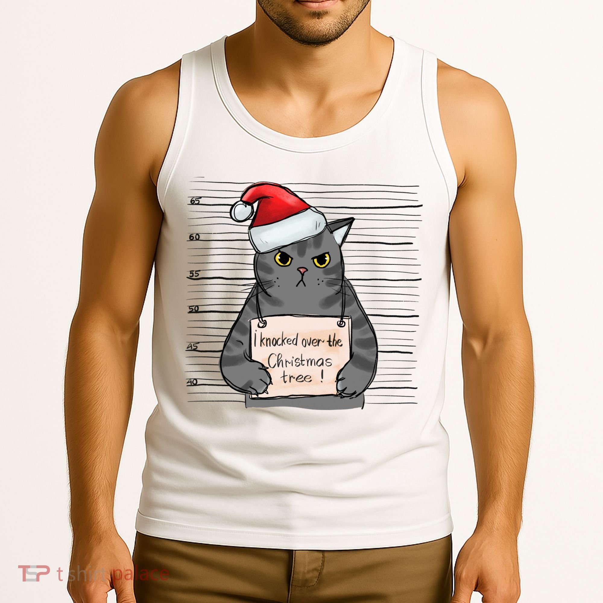 I Knocked Over The Christmas Tree Funny Cat Christmas Gift Tank Top