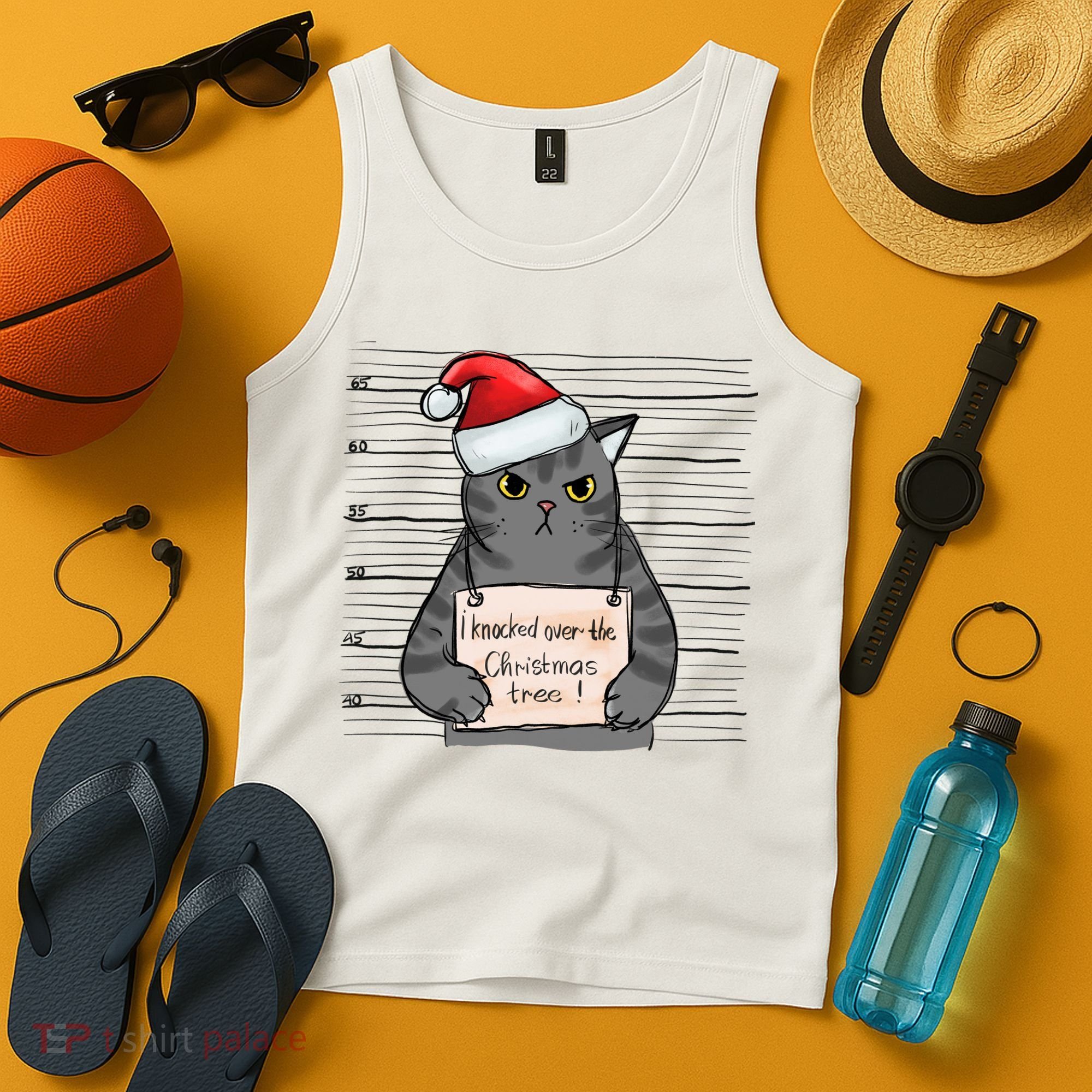 I Knocked Over The Christmas Tree Funny Cat Christmas Gift Tank Top