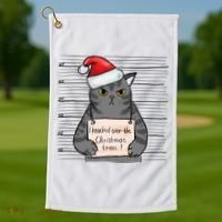 I Knocked Over The Christmas Tree Funny Cat Christmas Gift Golf Towel thumb 1