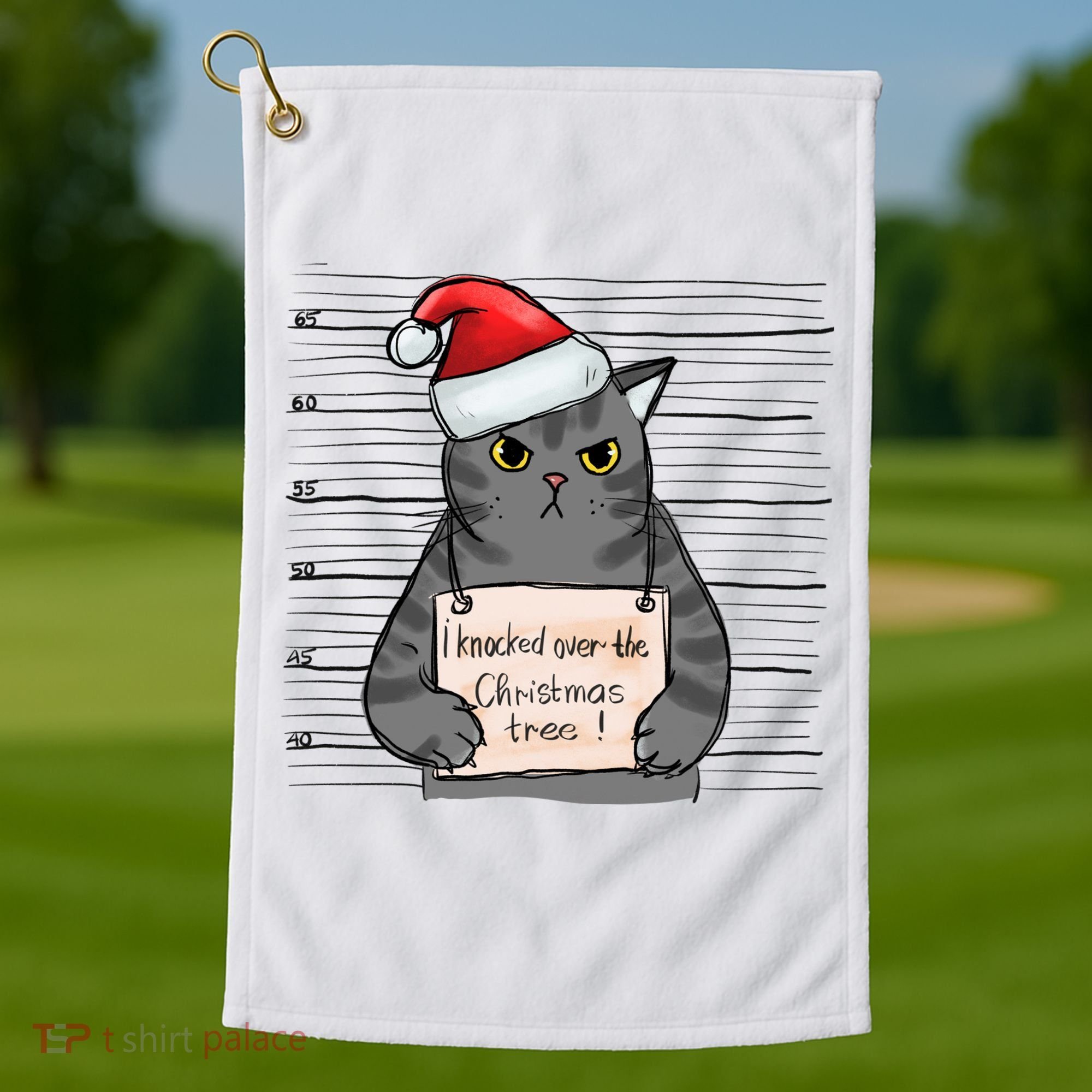 I Knocked Over The Christmas Tree Funny Cat Christmas Gift Golf Towel