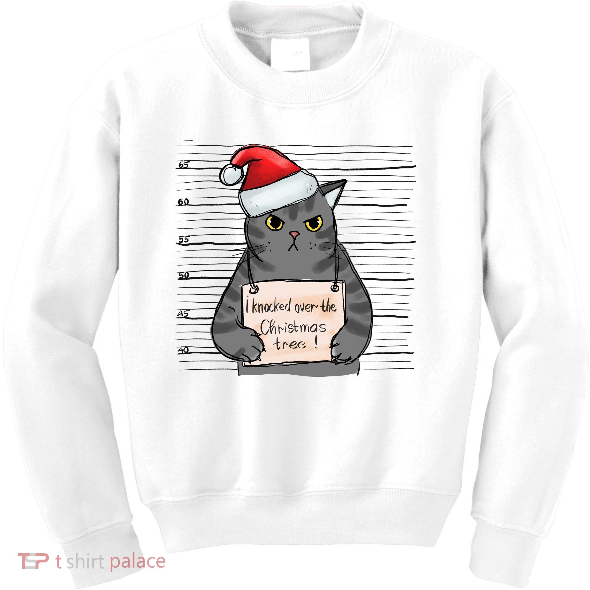 I Knocked Over The Christmas Tree Funny Cat Christmas Gift Kids Sweatshirt
