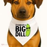 IM Kind Of A Big Dill Funny Pickle USA-Made Doggie Bandana thumb 1
