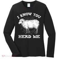 I Know You Herd Me Sheep Herder Farm Animal Shepherd Women's Long Sleeve Shirt thumb 0