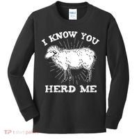 I Know You Herd Me Sheep Herder Farm Animal Shepherd Kids Long Sleeve Shirt thumb 0