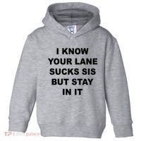 I Know Your Lane Sucks Sis But Stay In It Hoesmad Toddler Hoodie thumb 0