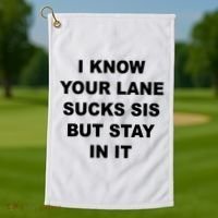 I Know Your Lane Sucks Sis But Stay In It Hoesmad Golf Towel thumb 1