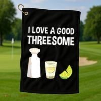 I Love A Good Threesome Bartender Bar Drink Tank Top Golf Towel thumb 1