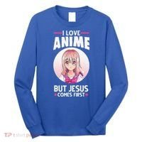 I Love Anime But Jesus Comes First Anime Long Sleeve Shirt thumb 0