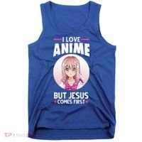 I Love Anime But Jesus Comes First Anime Tank Top thumb 0