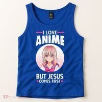 I Love Anime But Jesus Comes First Anime Tank Top thumb 2