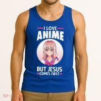 I Love Anime But Jesus Comes First Anime Tank Top thumb 3