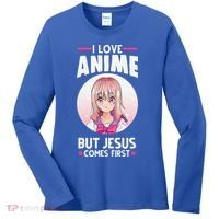 I Love Anime But Jesus Comes First Anime Women's Long Sleeve Shirt thumb 0