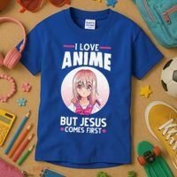 I Love Anime But Jesus Comes First Anime Kids T-Shirt thumb 3