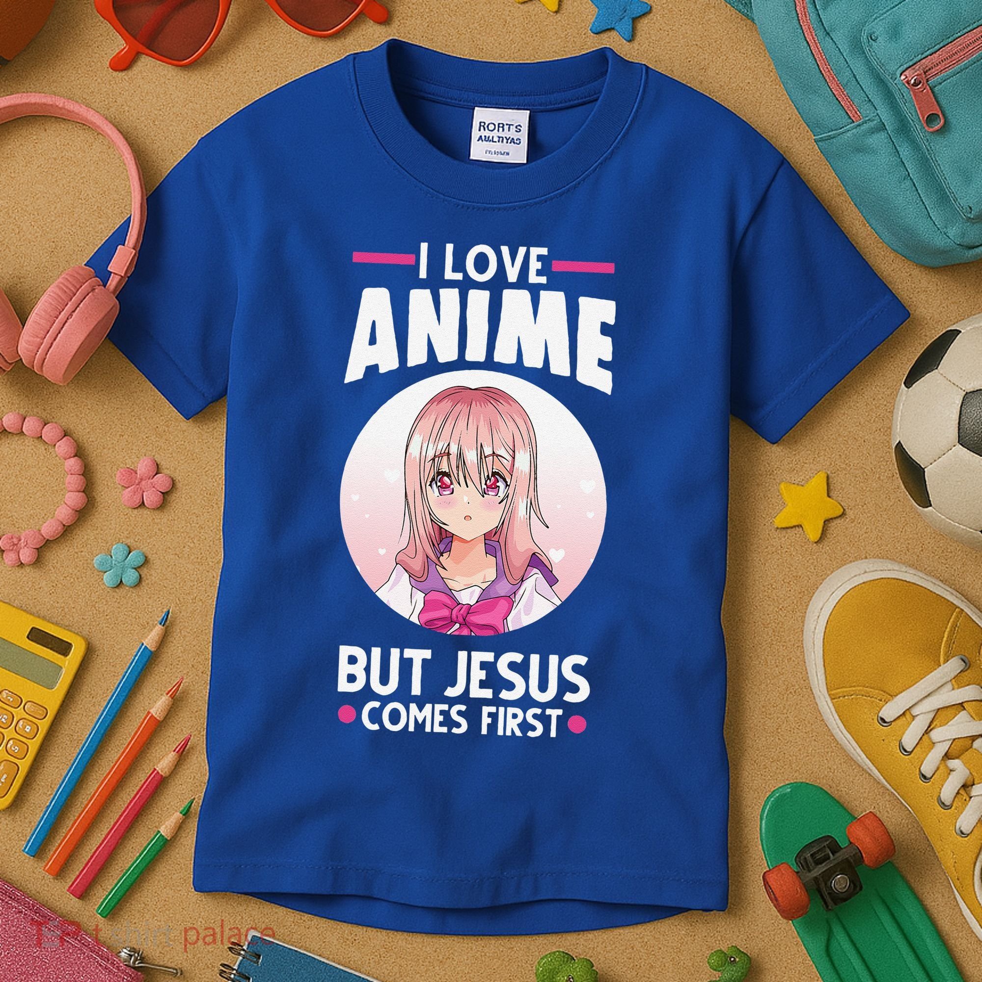 I Love Anime But Jesus Comes First Anime Kids T-Shirt