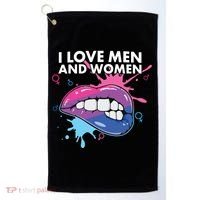 I Love And Bisexual Pride Bisexuality Lgbtq Cool Gift Golf Towel thumb 0