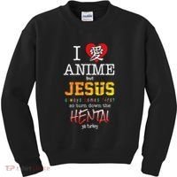 I Love Anime But Jesus Always Comes First Kids Sweatshirt thumb 0