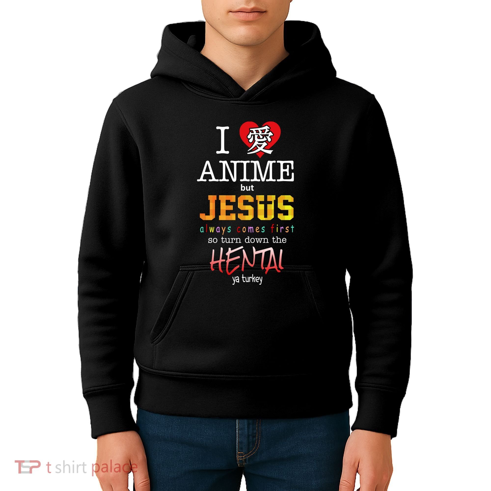 I Love Anime But Jesus Always Comes First Kids Hoodie