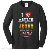 I Love Anime But Jesus Always Comes First Kids Long Sleeve Shirt thumb 0