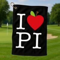 I Love Apple Pi Pie I Funny Math Geeks Gift Golf Towel thumb 1