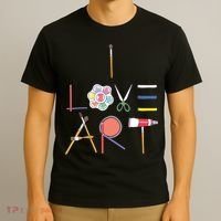 I Love Art Cute Fun Painting Drawing Sketch Artist Painter T-Shirt thumb 3