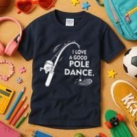 I Love A Good Pole Dance Fishing Kids T-Shirt thumb 3