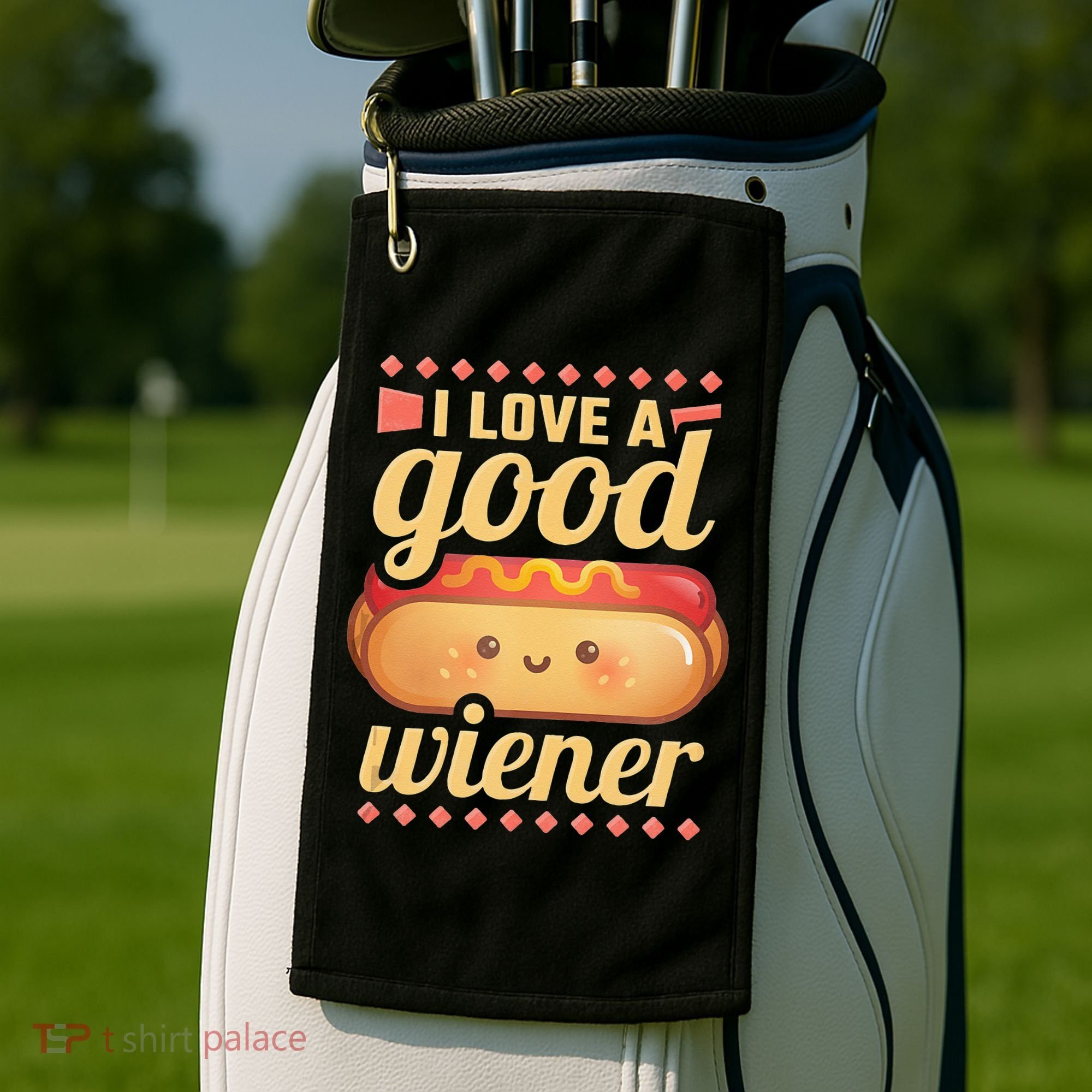 I Love A Good Wiener BBQ Hot Dog Golf Towel