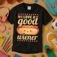 I Love A Good Wiener BBQ Hot Dog Kids T-Shirt thumb 3