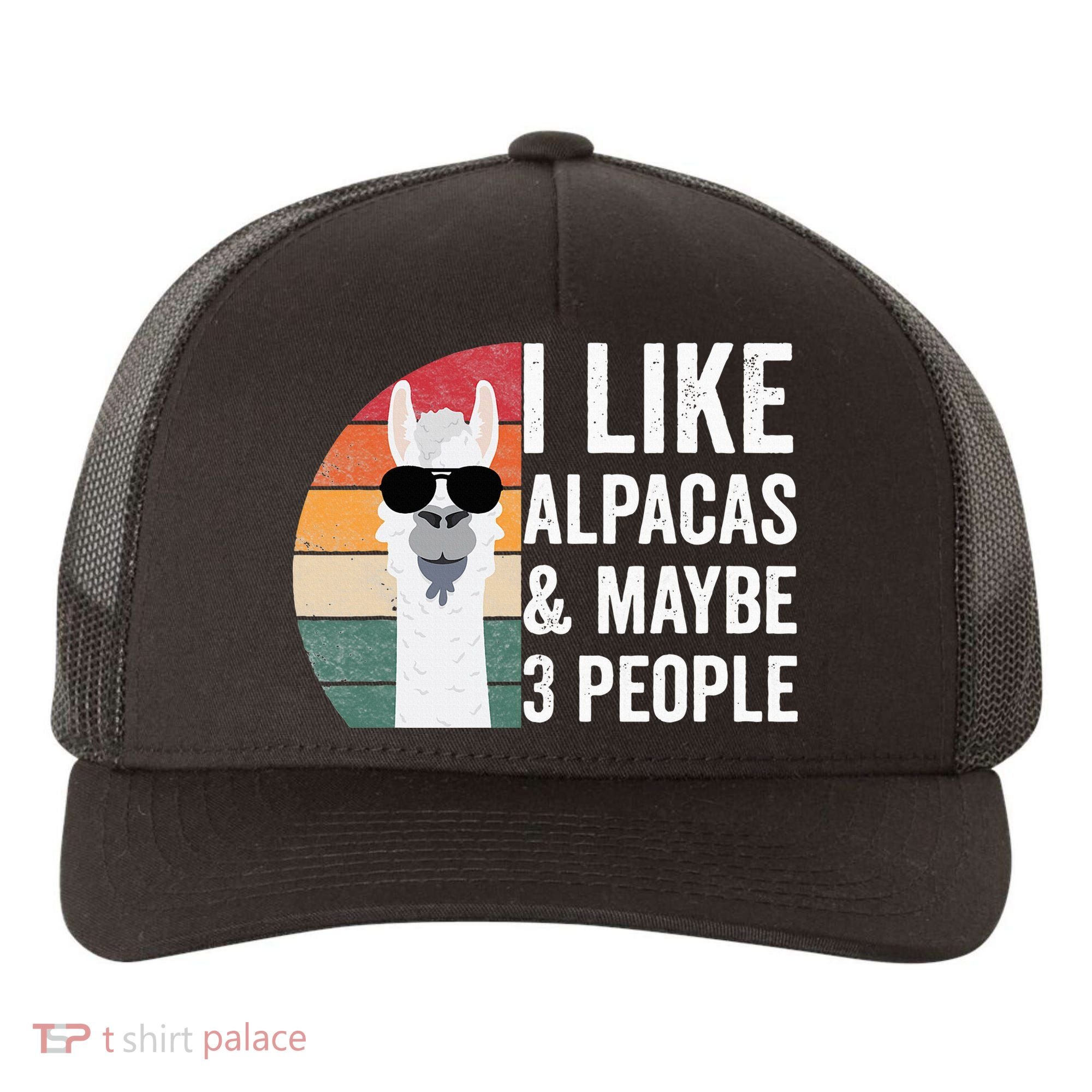 I Like Alpacas And Maybe 3 People Apparel Llama Lovers Yupoong Adult 5-Panel Trucker Hat