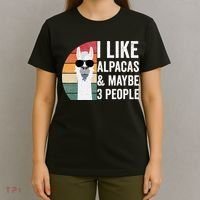 I Like Alpacas And Maybe 3 People Apparel Llama Lovers T-Shirt thumb 4
