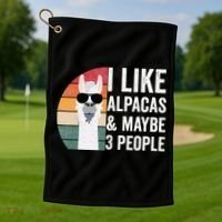 I Like Alpacas And Maybe 3 People Apparel Llama Lovers Golf Towel thumb 1