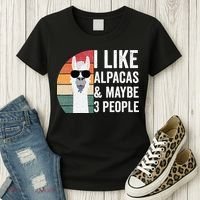 I Like Alpacas And Maybe 3 People Apparel Llama Lovers Women's T-Shirt thumb 3