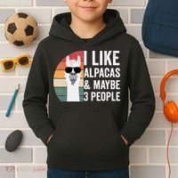 I Like Alpacas And Maybe 3 People Apparel Llama Lovers Kids Hoodie thumb 2
